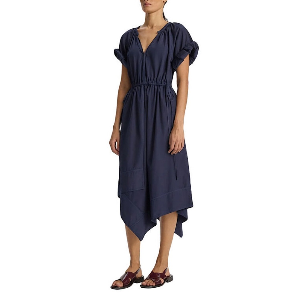 A.L.C. Odin Poplin Midi Dress Cotton Asymmetrical Maritime Navy Blue 6